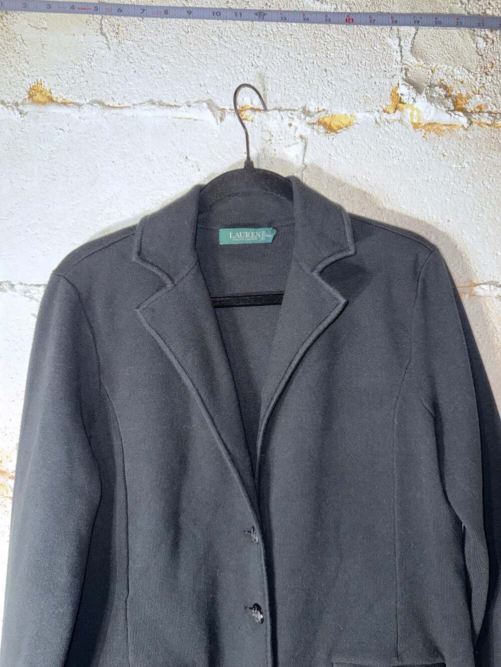 Lauren Ralph Lauren Women's Long Sleeve Cotton Knit Blazer in Black - Picture 4 of 11